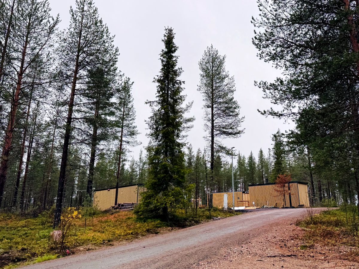 Soratie resortin mökeille männikössä syksyllä